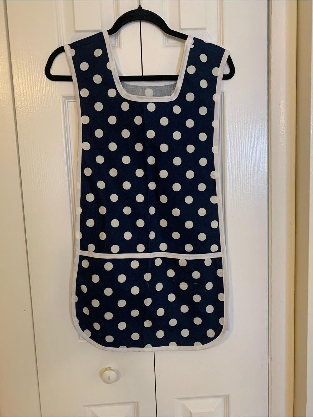 Womens Navy Blue Polka Dot Apron